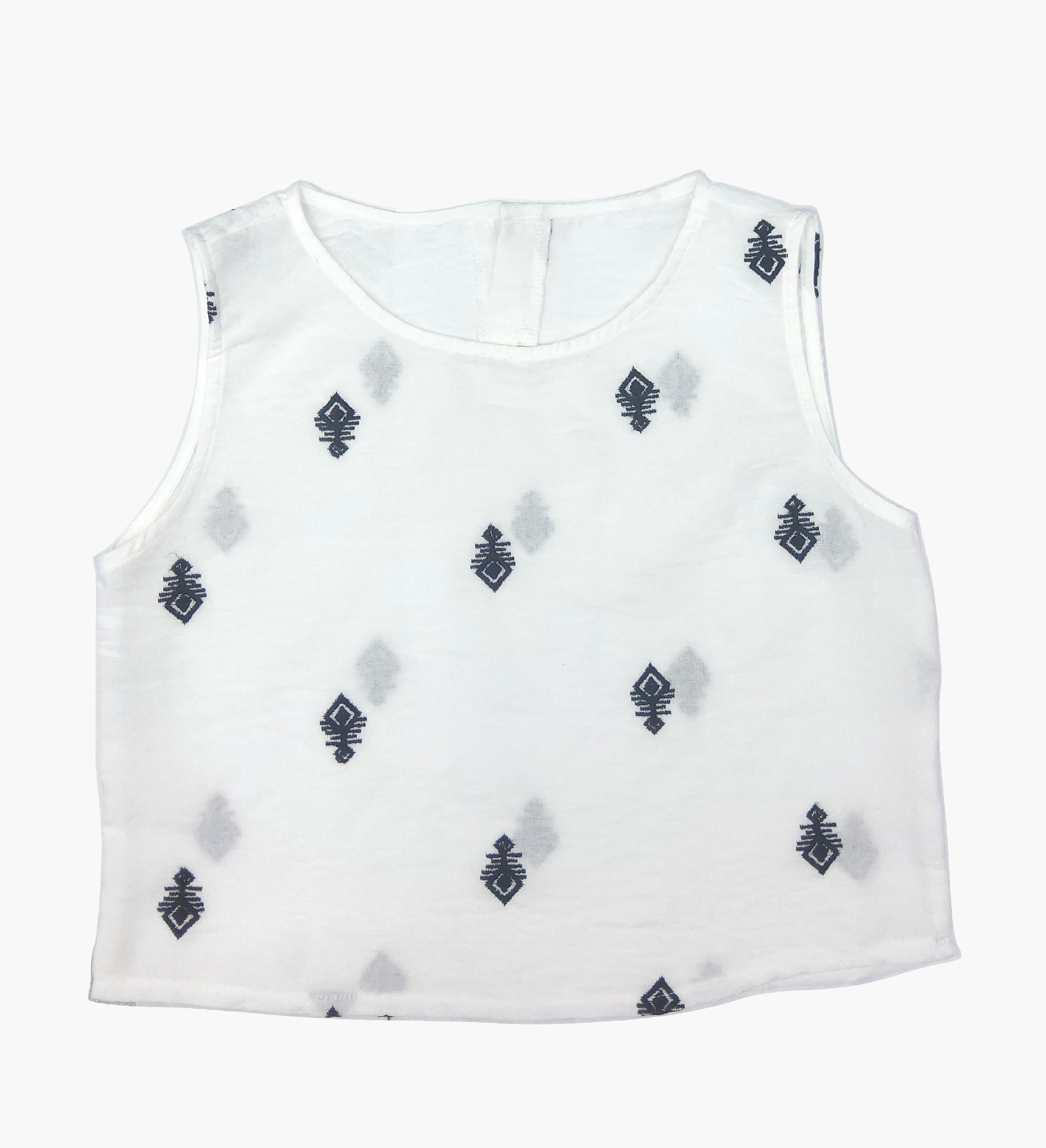 Top Sin Mangas Geométrico Cuello Redondo